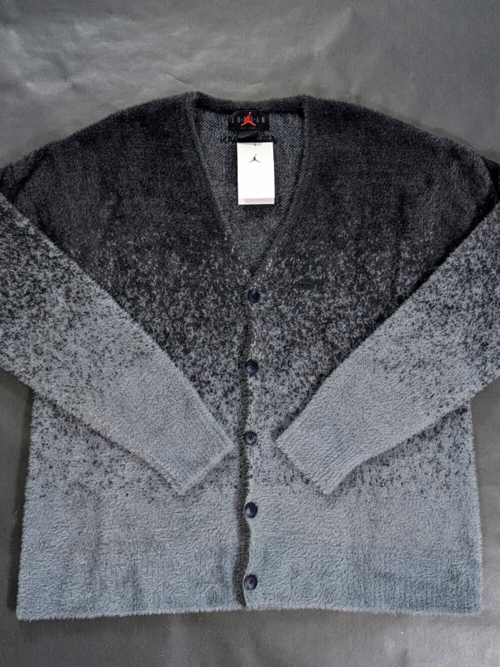 4160 Nike Air Jordan Cardigan Sweater Smoke Grey FV7426-070 Men's Size L